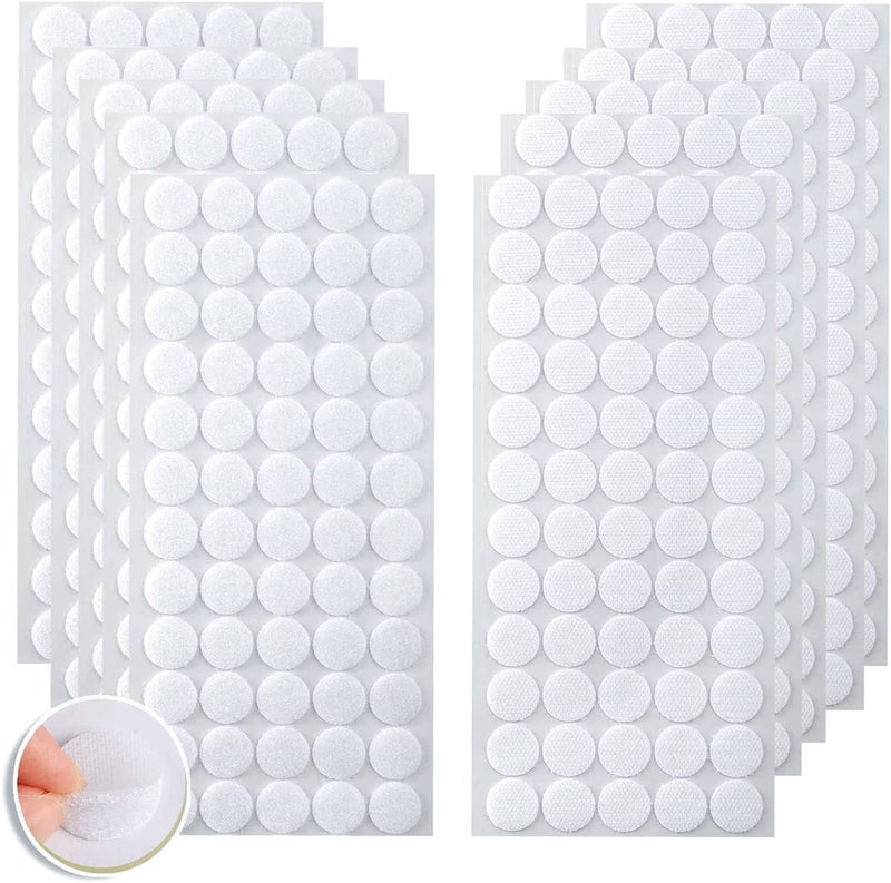 JIURUN Self Adhesive Dots 600 PCS (300 Pairs) 0.78"/20 mm Diameter Sticky Back Magic Sticky Dots Waterproof Hook & Loop Dots with Adhesive for Art Craft Classroom Office Home Deco White - Image 1